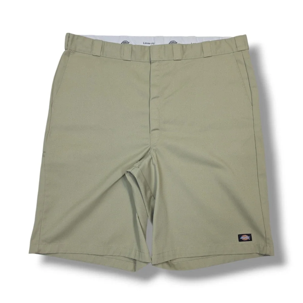 Dickies Twill Work Shorts Loose Fit Beige Polyester Cell Pocket Men's Size‎ 46